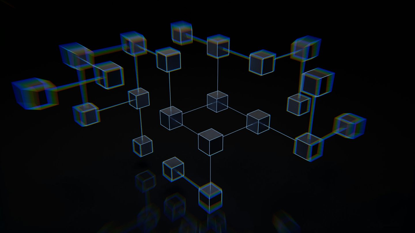 A graphic presenting a network of connected blocks