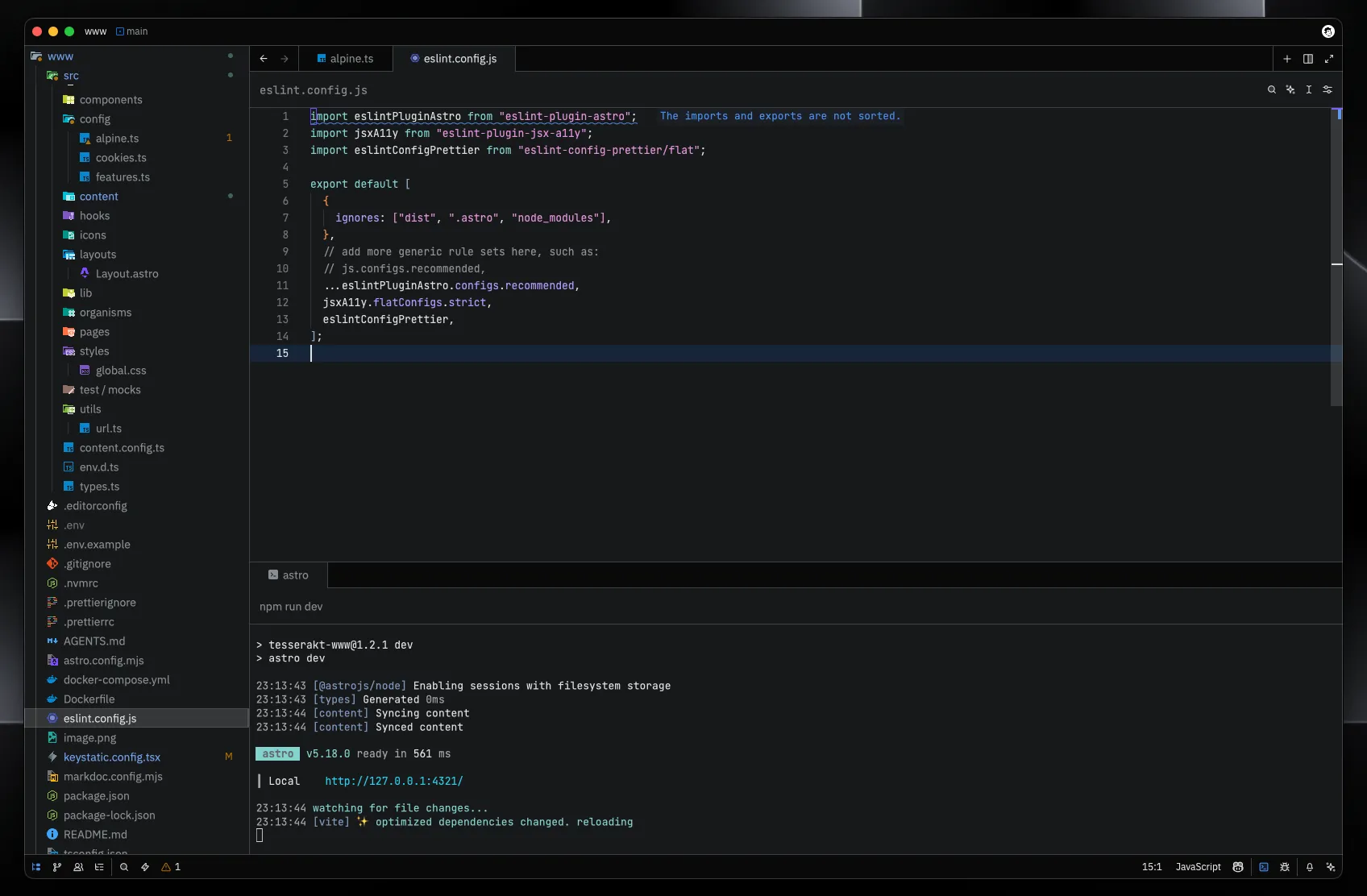 Screenshot of the Zed application